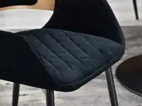 Krzesło z czarnym welurem MORGAN DREWNO DĄB - miękka tkanina