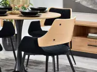 Krzesło z czarnym welurem MORGAN DREWNO DĄB - krzesło z drewnem giętym