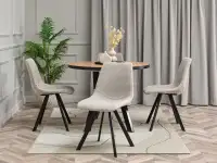 Stylowe krzesło do stołu PROXI BEŻ - CZARNA NOGA - w aranżacji
