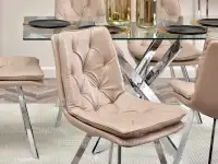 Eleganckie krzesło pikowane PUNTI EKO-SKÓRA NOGI CHROM - krzesło do jadalni
