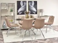 Eleganckie krzesło pikowane PUNTI EKO-SKÓRA NOGI CHROM - zestaw krzeseł