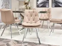 Eleganckie krzesło pikowane PUNTI EKO-SKÓRA NOGI CHROM - praktyczne krzesło