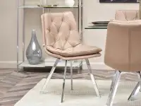 Eleganckie krzesło pikowane PUNTI EKO-SKÓRA NOGI CHROM - wygodne krzesło