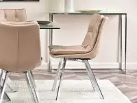 Eleganckie krzesło pikowane PUNTI EKO-SKÓRA NOGI CHROM - krzesło z ekoskóry