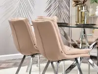 Eleganckie krzesło pikowane PUNTI EKO-SKÓRA NOGI CHROM - skórzane krzesło
