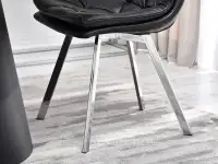 Krzesło z ekoskóry PUNTI CZARNE - NOGI CHROM - metalowe nogi