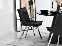 Krzesło z ekoskóry PUNTI CZARNE - NOGI CHROM - designerskie krzesło