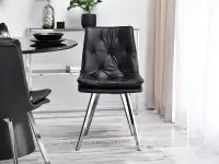 Krzesło z ekoskóry PUNTI CZARNE - NOGI CHROM - wygodne krzesło