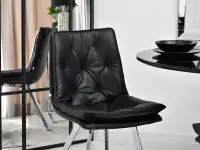 Krzesło z ekoskóry PUNTI CZARNE - NOGI CHROM - pikowane siedzisko