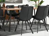 Krzesło CZARNE EKOSKÓRA PUNTI na metalowej podstawie - subtelny tył