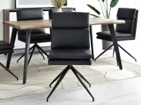Loftowe krzesło ze skóry RALPH CZARNE NA STALOWEJ NODZE - przód krzesła