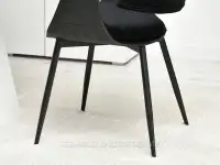 Krzesło welurowe gięte RENZO CZARNY-CZARNE NOGI - krzesło na metalowych nogach