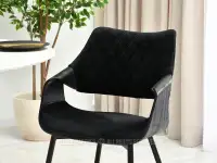 Krzesło welurowe gięte RENZO CZARNY-CZARNE NOGI - krzesło z wygodnym siedziskiem