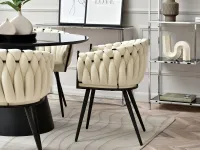 Krzesło ROSA KREDOWY - CZARNA NOGA - stylowe krzesła do jadalni