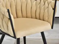 Kubełkowe krzesło ROSA PERŁOWE - CZARNY STELAŻ - miękkie siedzisko