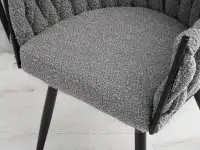 Krzesło nowoczesne ROSA SZARY BOUCLE CZARNE NOGI - miękka tkanina