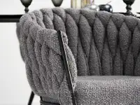 Krzesło nowoczesne ROSA SZARY BOUCLE CZARNE NOGI - krzesło z podłokietnikami