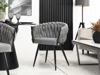 Krzesło nowoczesne ROSA SZARY BOUCLE CZARNE NOGI - wygodne krzesło 