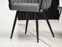 Krzesło nowoczesne ROSA SZARY BOUCLE CZARNE NOGI - krzesło na czarnych nogach