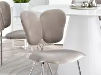 Krzesło GLAMOUR DO TOALETKI WINGS BEŻ NOGA CHROM - komfortowe siedzisko