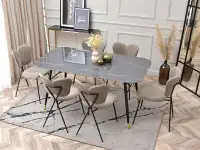 Krzesło welurowe WINGS BEŻOWE - CZARNE NOGI - zestaw krzeseł do salonu