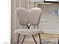 Krzesło welurowe WINGS BEŻOWE - CZARNE NOGI - oryginalne krzesło bez podłokietników