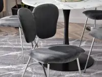 Krzesło glamour tapicerowane WINGS GRAFIT - SREBRNE NOGI - komfortowe siedzisko