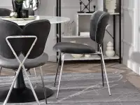 Krzesło glamour tapicerowane WINGS GRAFIT - SREBRNE NOGI - profil krzesła