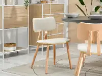 Komfortowe krzesło boucle WOODY KREMOWY - DĄB - funkcjonalne krzesło do jadalni