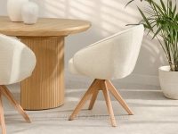 Kubełkowe krzesło obrotowe do jadalni KREMOWY ALTAN NOIGI DĄB - minimalistyczny design