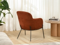 Kubełkowy fotel welur BIAGIO MIEDŹ - CZARNE NOGI - nowoczesny design