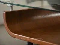 Ława prostokątna szklana z drewnianą półką LARUS ORZECH - CZARNY - drewno