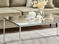 Duży stolik kawowy BALI XL LUSTRO - CHROM - hartowane szkło