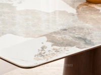 Marmurowy BEŻOWY stół ceramiczny ORVIN NOGA ORZECH - blat w kolorze beż marmur