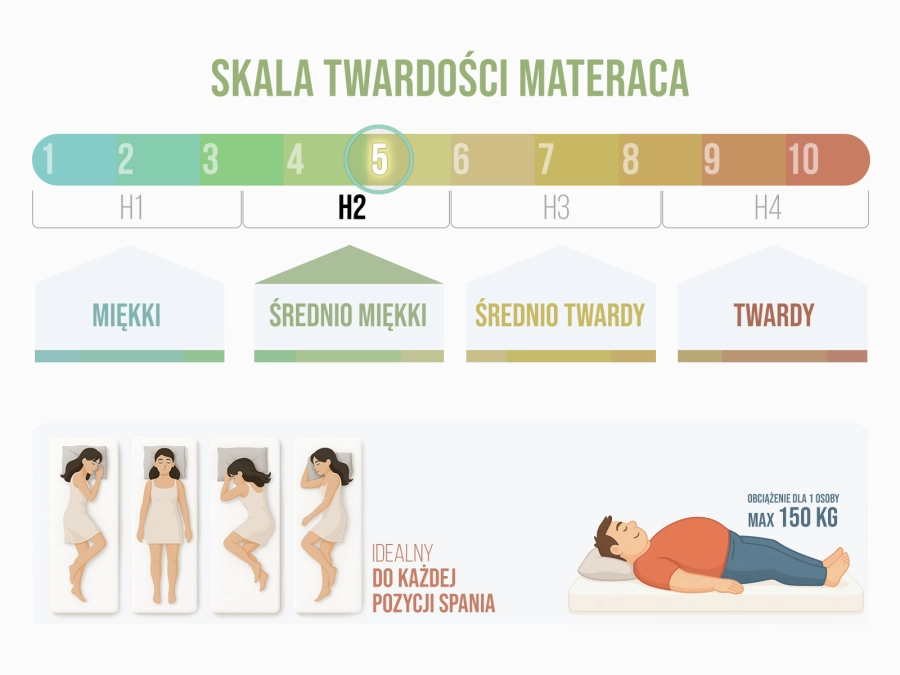 Średnio miękki materac kieszeniowy - komfortowa twardość dopasowana do Twoich potrzeb