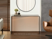 Minimalistyczna konsola z giętego BRĄZOWEGO szkła EMERALD - do salonu