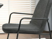 Krzesło tapicerowane z podłokietnikami ULRIK GRAFIT - CZARNY - metalowe podłokietniki