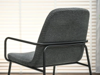 Krzesło tapicerowane z podłokietnikami ULRIK GRAFIT - CZARNY - tył oparcia z metalową ramą