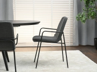 Krzesło tapicerowane z podłokietnikami ULRIK GRAFIT - CZARNY - minimalistyczna forma krzesła