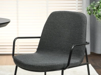 Krzesło tapicerowane z podłokietnikami ULRIK GRAFIT - CZARNY - siedzisko