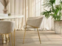 BEŻOWE krzesło tapicerowane w stylu glamour CLOE NOGI ZŁOTY - elegancki design