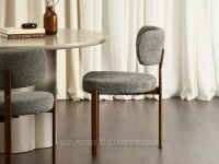 Modne krzesło jadalniane bez podłokietników SZARY KELIS ORZECH - idealne krzesła do salonu