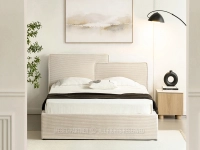 Łóżko tapicerowane 140x200 z zagłówkiem ELARA KREMOWY SZTRUKS - elegancki design