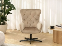 Fotel z weluru ARON BEŻ - CZARNY stelaż - elegancki design