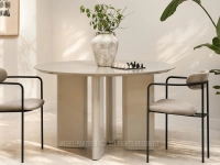 Modny okrągły stół o płynnych liniach NAOMI BEŻOWY POŁYSK - minimalistyczny design