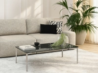 Modny stolik kawowy DYMIONE SZKŁO ONYX STAL SZCZOTKOWANA - nowoczesny design