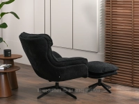 Nowoczesny fotel wypoczynkowy z pufą KAREN CZARNY - CZARNY - ponadczasowy design
