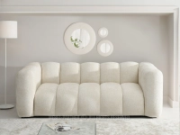 Obła sofa KREMOWA do salonu OLIA - w aranżacji ze stolikiem JASPIS S