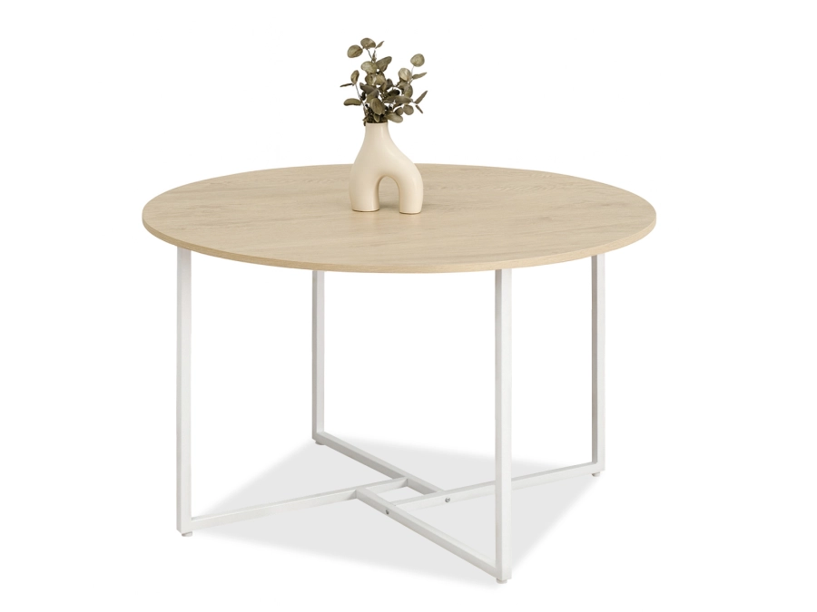 Okrągły stół do pokoju dziennego 120 cm SONOMA BIRK BIAŁY