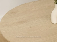 Okrągły stół do pokoju dziennego 120 cm SONOMA BIRK BIAŁY - okrągły blat w kolorze dąb sonoma